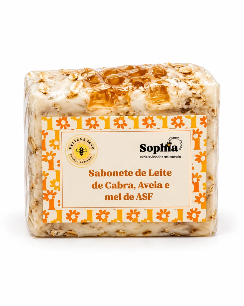 Sabonete glicerinado de leite de cabra, aveia e mel
